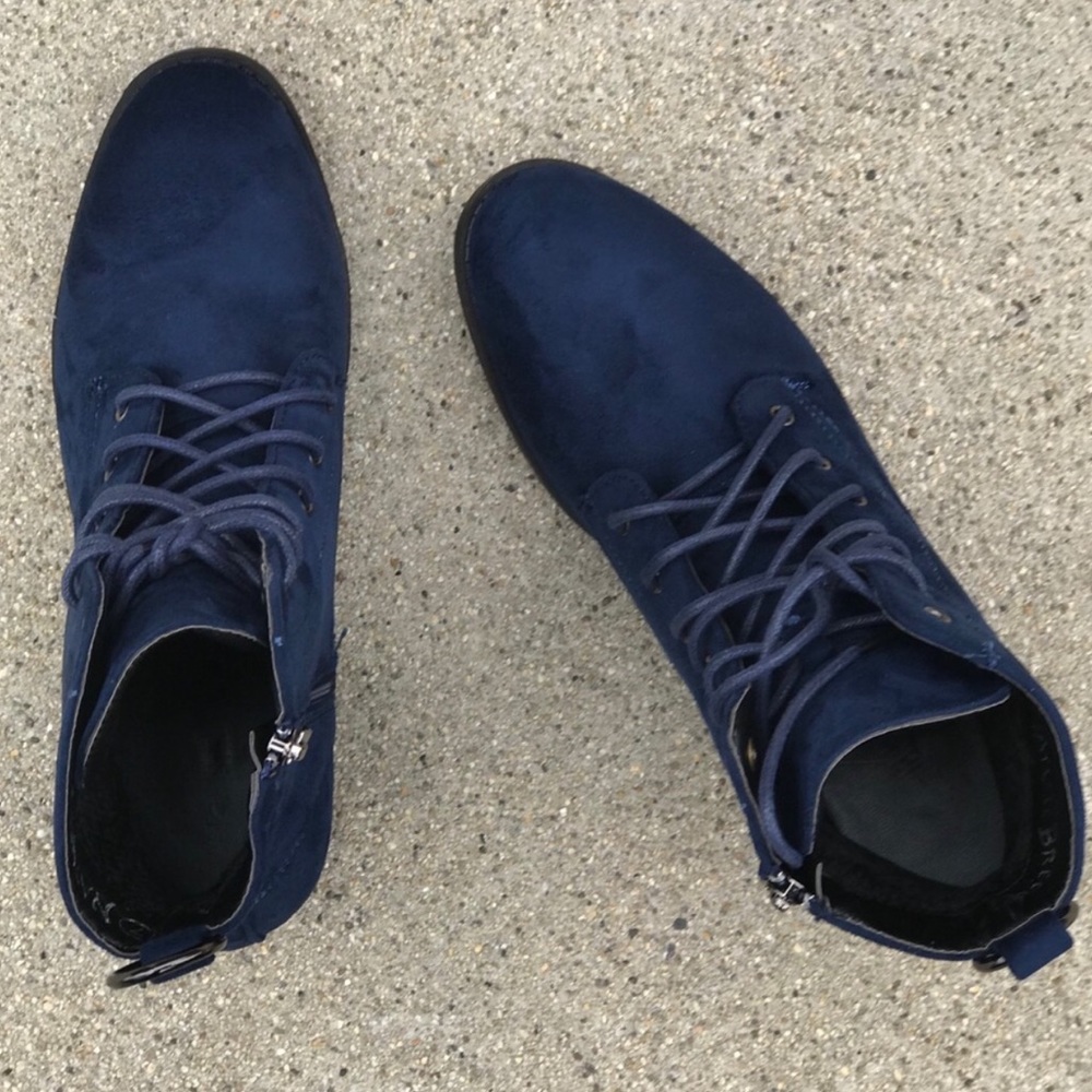 Restock! Kennedy Navy Blue Lace Up Heel Ankle Boot - Picture 7 of 8